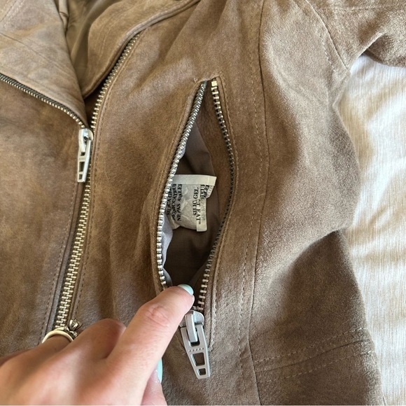 NWOT Blank NYC Tan Suede 100% Suede Leather Edgy, Moto, Grunge, Biker, Jacket - Picture 12 of 16